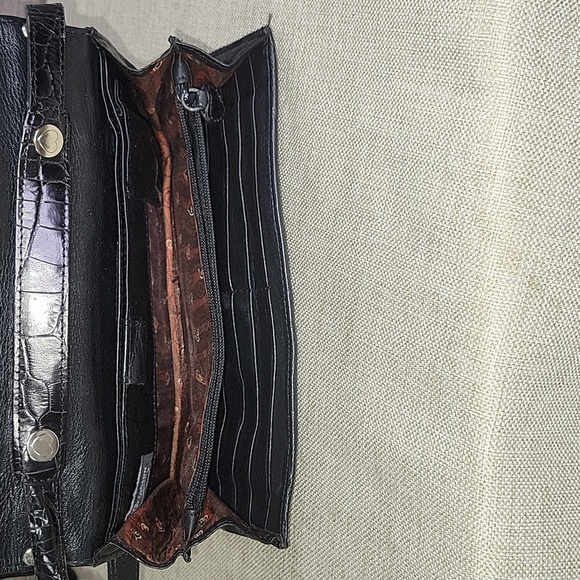 Brighton Black Crocodile-Embossed Leather Small Top Handle Crossbody Bag - Picture 10 of 12